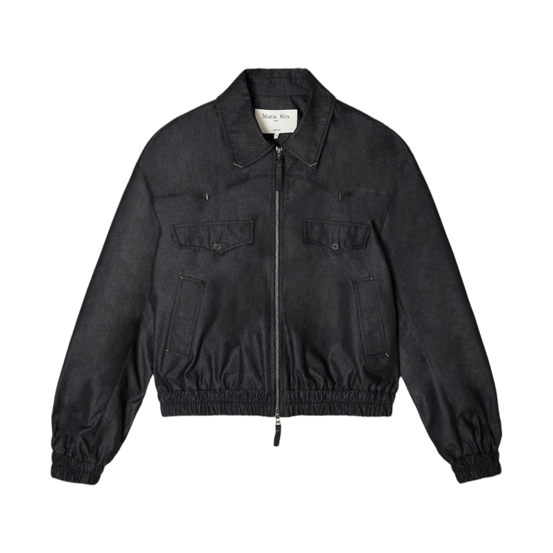 (W) 마뗑킴 웨스턴 디테일 데님 라이크 블루종 블랙((W) Matin Kim Western Detail Denim Like Blouson Black)