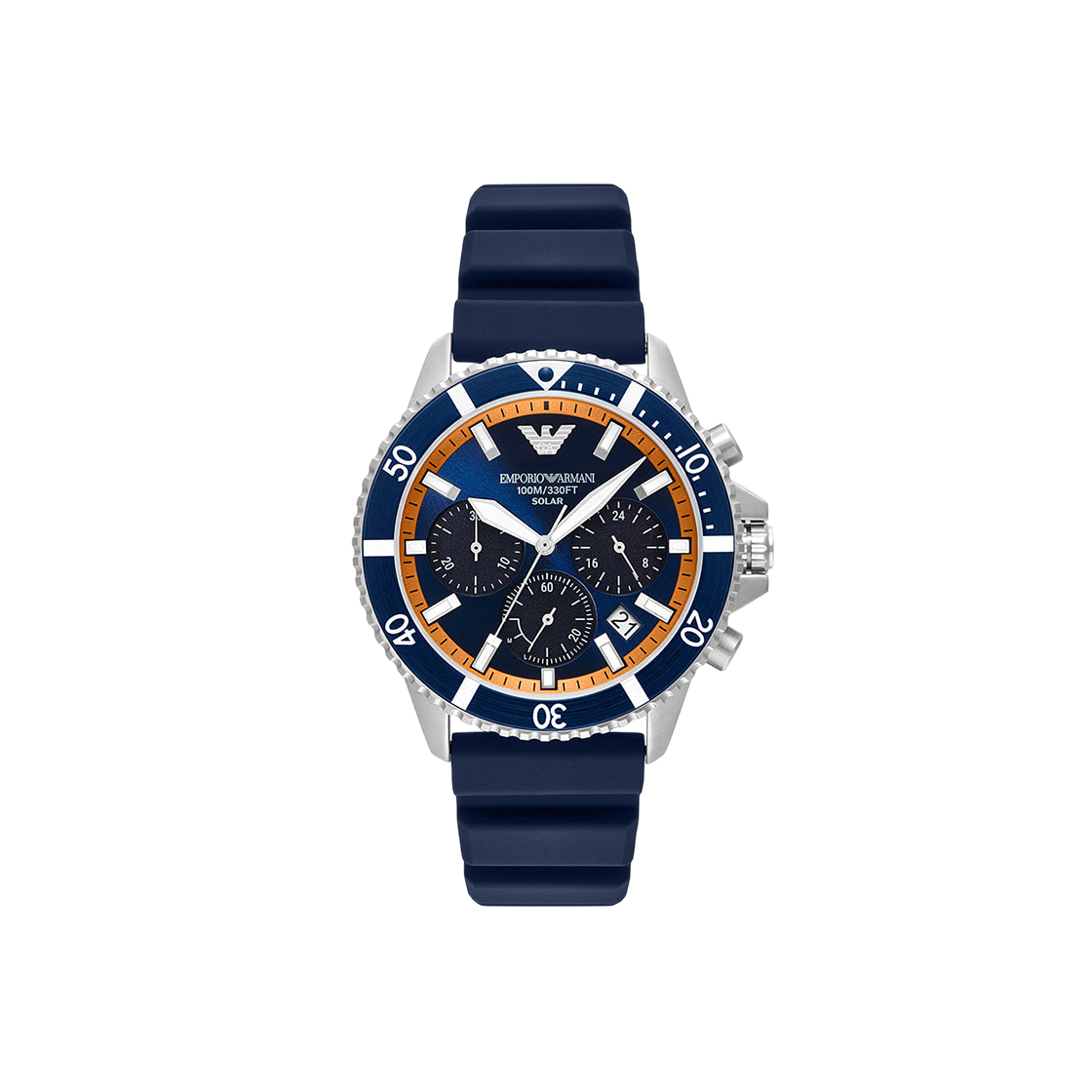 AR11696 Emporio Armani World Explorer 43mm Chronograph Urethane Watch Blue Blue