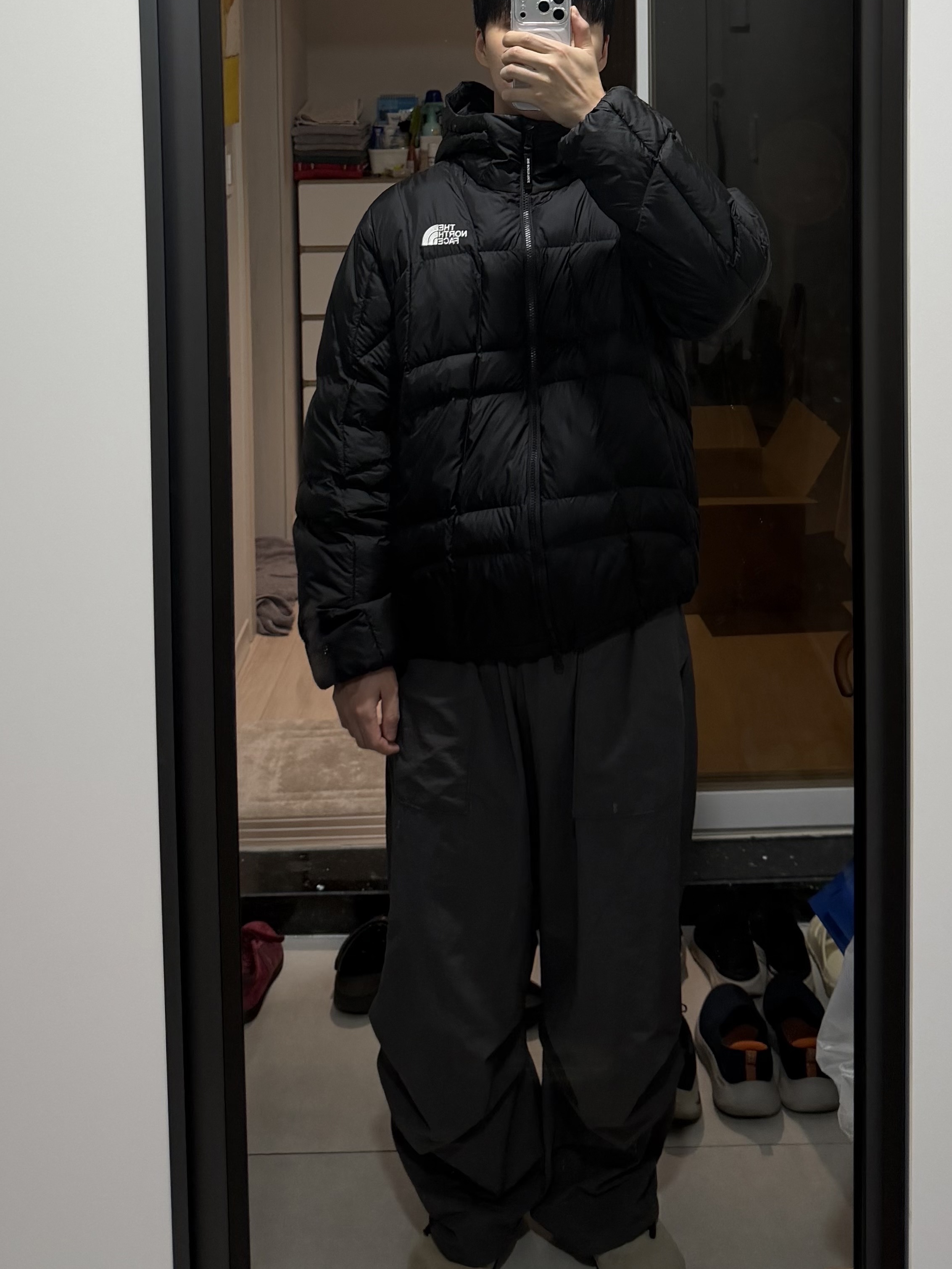 The North Face White Label Wave LT On Ball Jacket Black, The North Face White Label Daydrive EX On Jacket Light Gray - 25FW 착용 스타일 - 4
