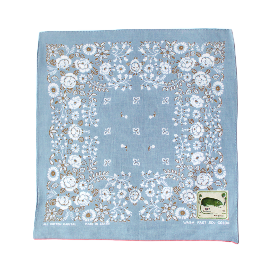 캐피탈 패스트컬러 셀비지 반다나 처칠 가든 15 x 15 색소폰(Kapital Fastcolor Selvedge Bandana Churchill Garden 15 x 15 Saxophone)