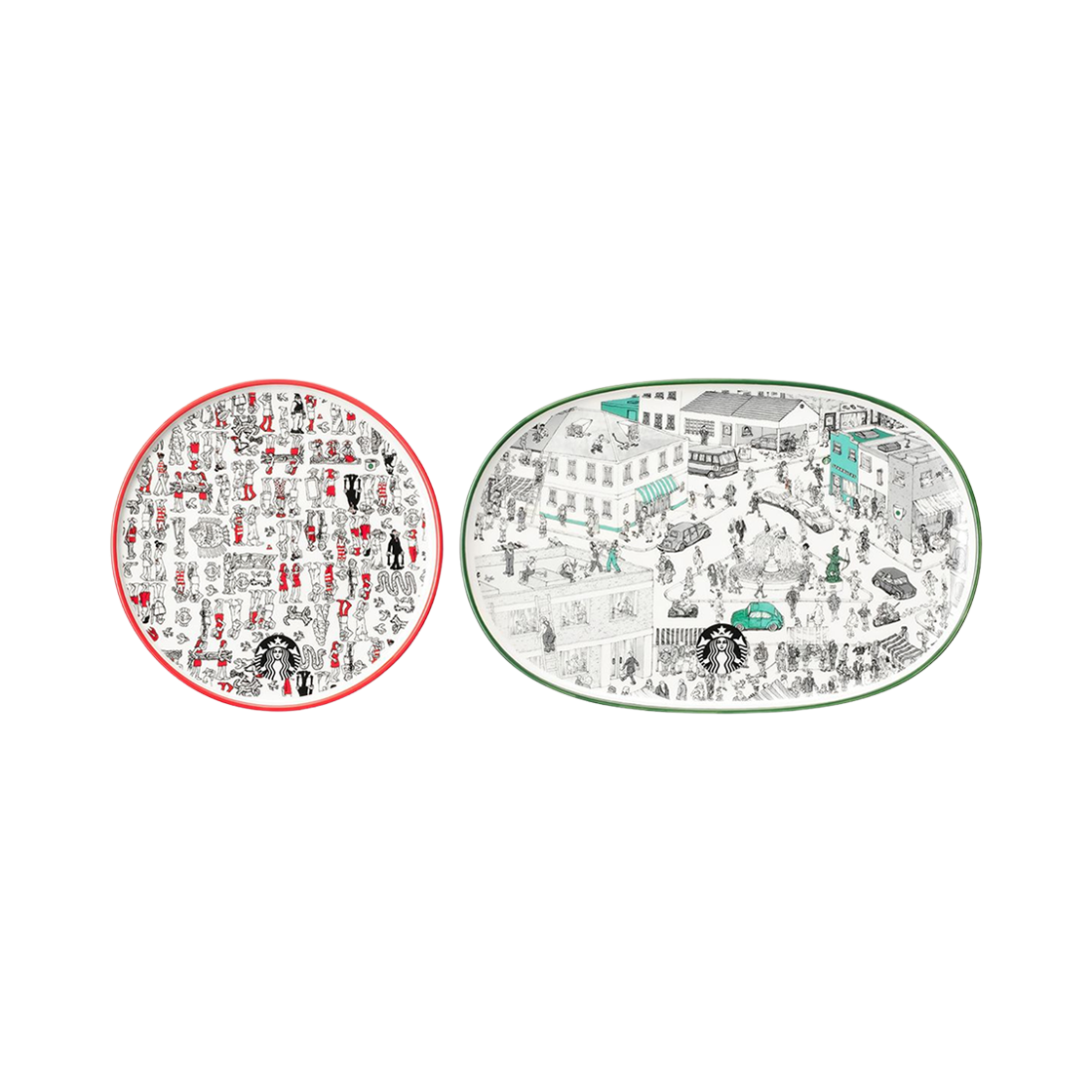 스타벅스 x 월리를 찾아라 조이풀 플레이트 세트 (2개 세트)(Starbucks x Where's Wally Joyful Plate Set (Set of 2))