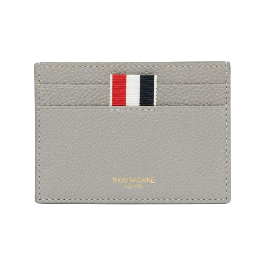 FAW035A-00198-055 Thom Browne Pebble Grain Leather Stripe Note Compartment Card Holder Light Grey