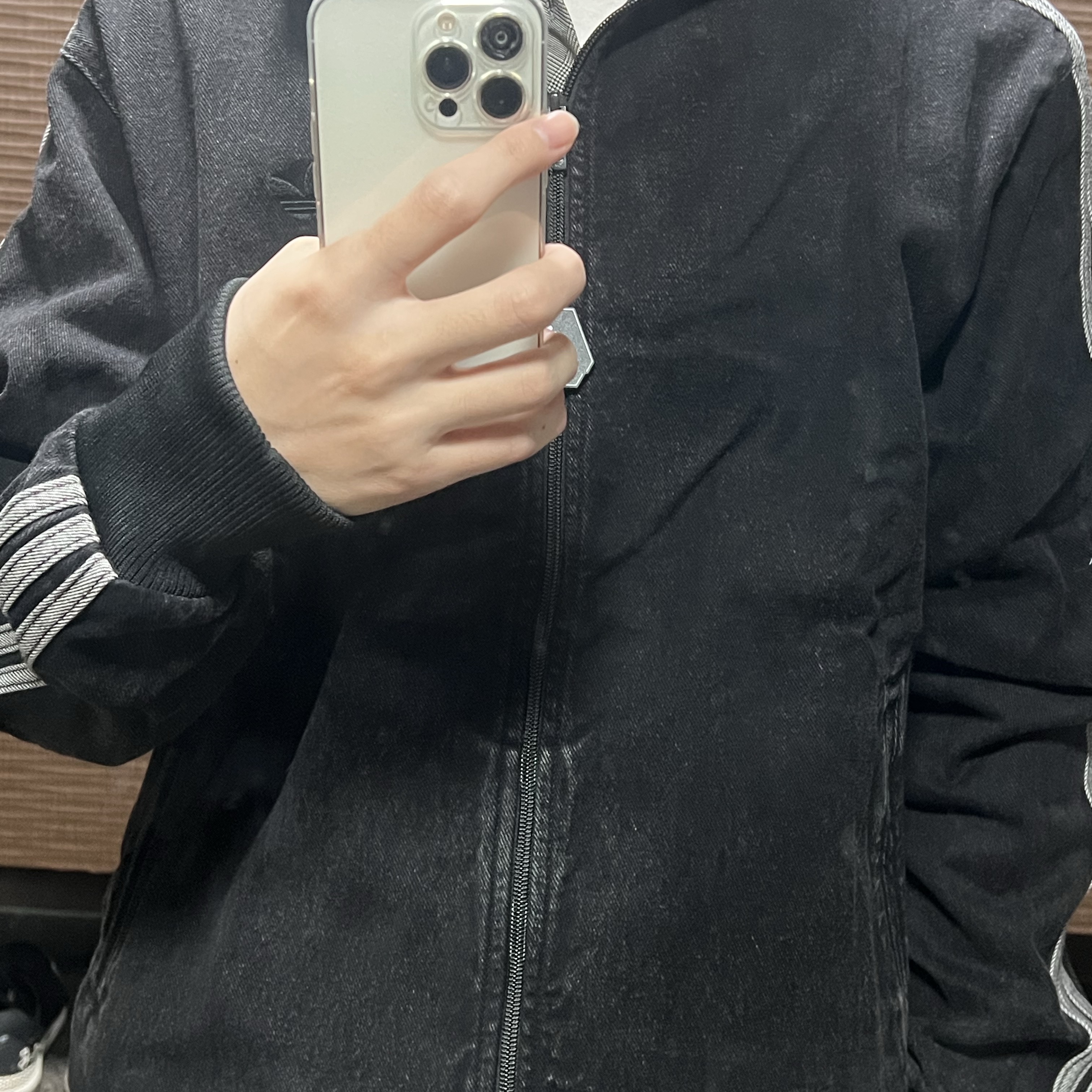 Adidas Adicolor Denim Firebird Track Top True Black Denim  - US Sizing 착용 스타일