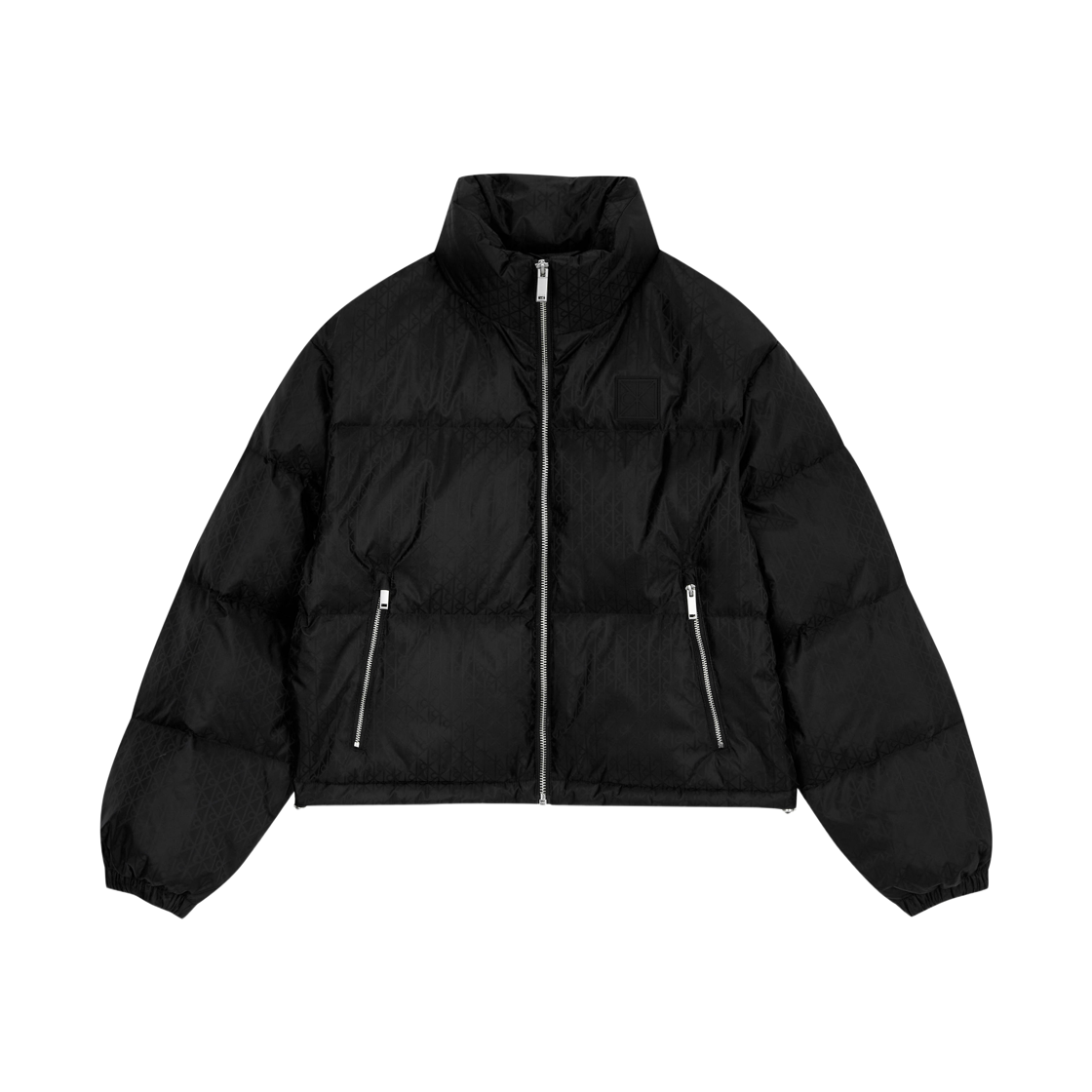 (W) 캘빈 클라인 AOP 로고 자카드 다운 자켓 블랙((W) Calvin Klein AOP Logo Jacquard Down Jacket Black)