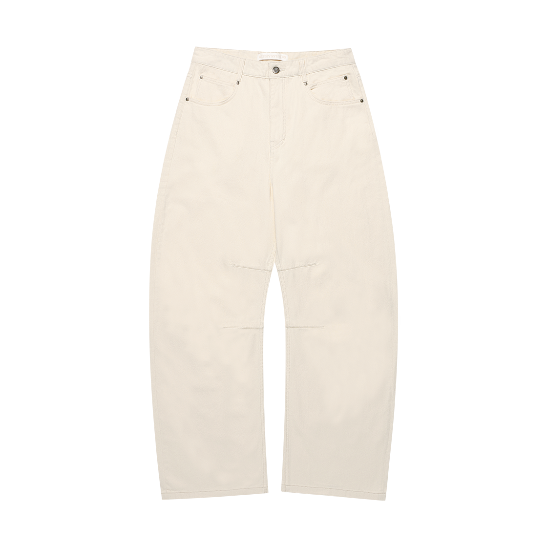 웨슬리휴스턴 커브드 다트 디테일 와이드 데님 팬츠 아이보리(WESLEY HYUSTON Curved Dart Detail Wide Denim Pants Ivory)