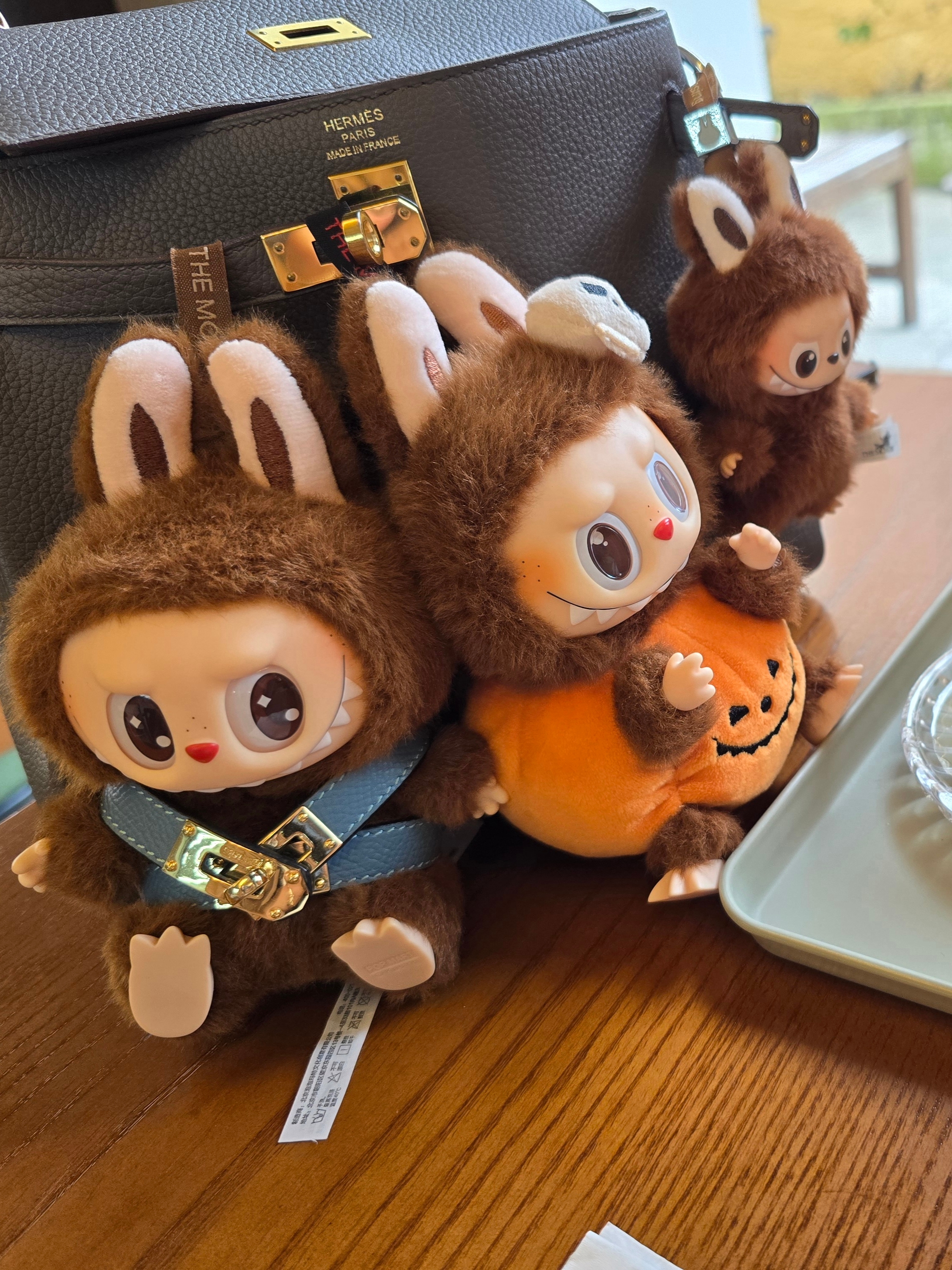 Pop Mart Labubu The Monsters Pin For Love Series Vinyl Plush Pendant (A-M) L (Opened Case), Pop Mart Labubu Let's Play Together Doll Series Duoduo Keyring (Opened Case) 착용 스타일