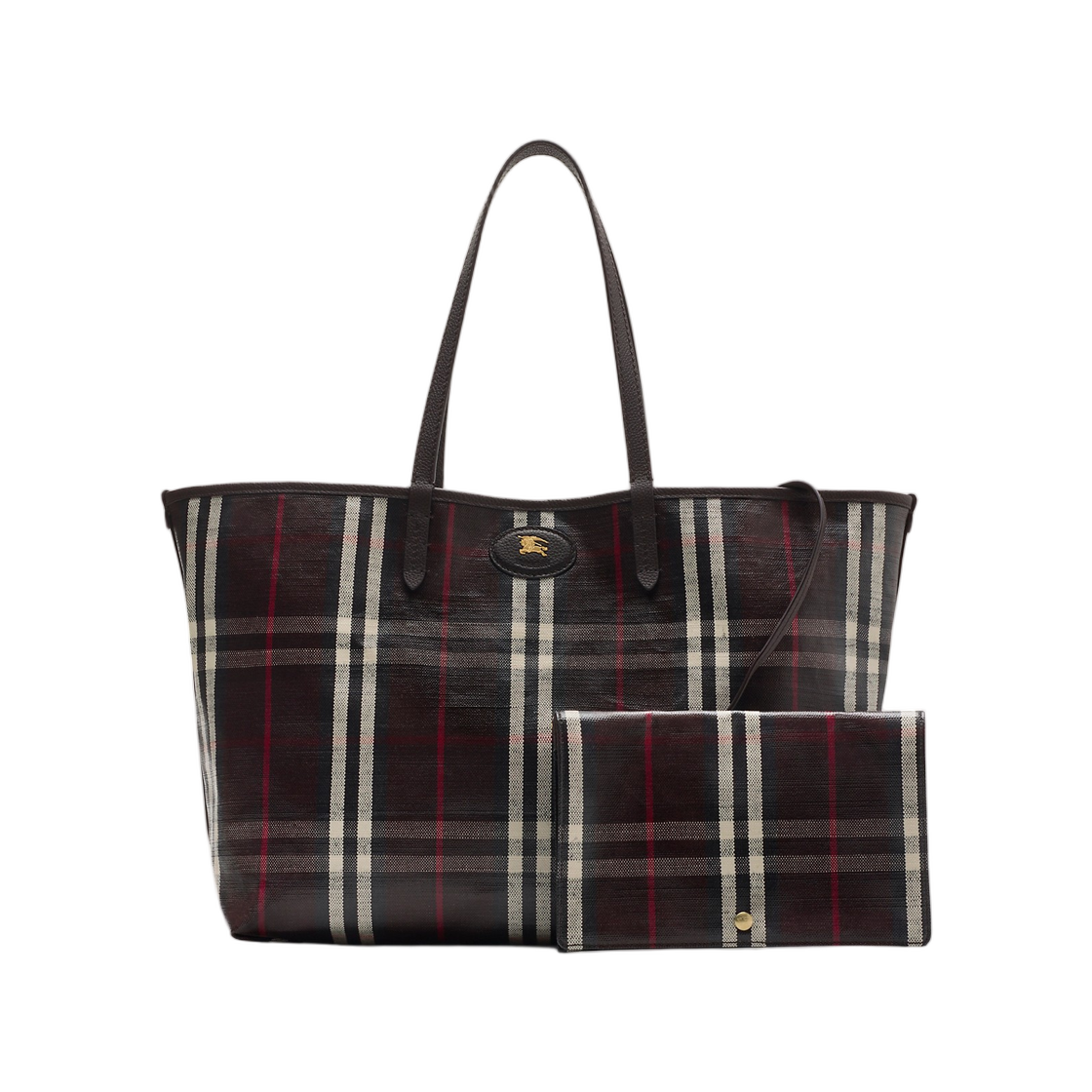 (W) 버버리 미디움 하이랜드 토트 마호가니 레드((W) Burberry Medium Highlands Tote Mahogany Red) - 3