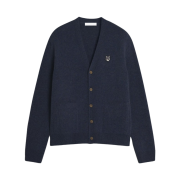 Maison Kitsune Fox Head Milano Lambswool Cardigan Navy
