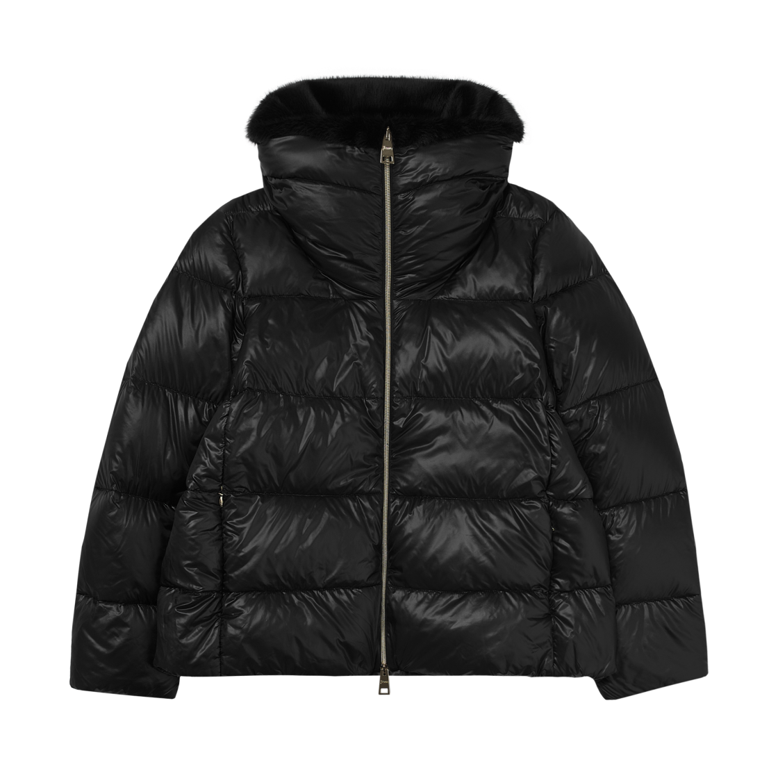 PI001923D-12017Z-9300 (W) Herno Bomber Jacket In Nylon Ultralight New Lady Faux Fur Black