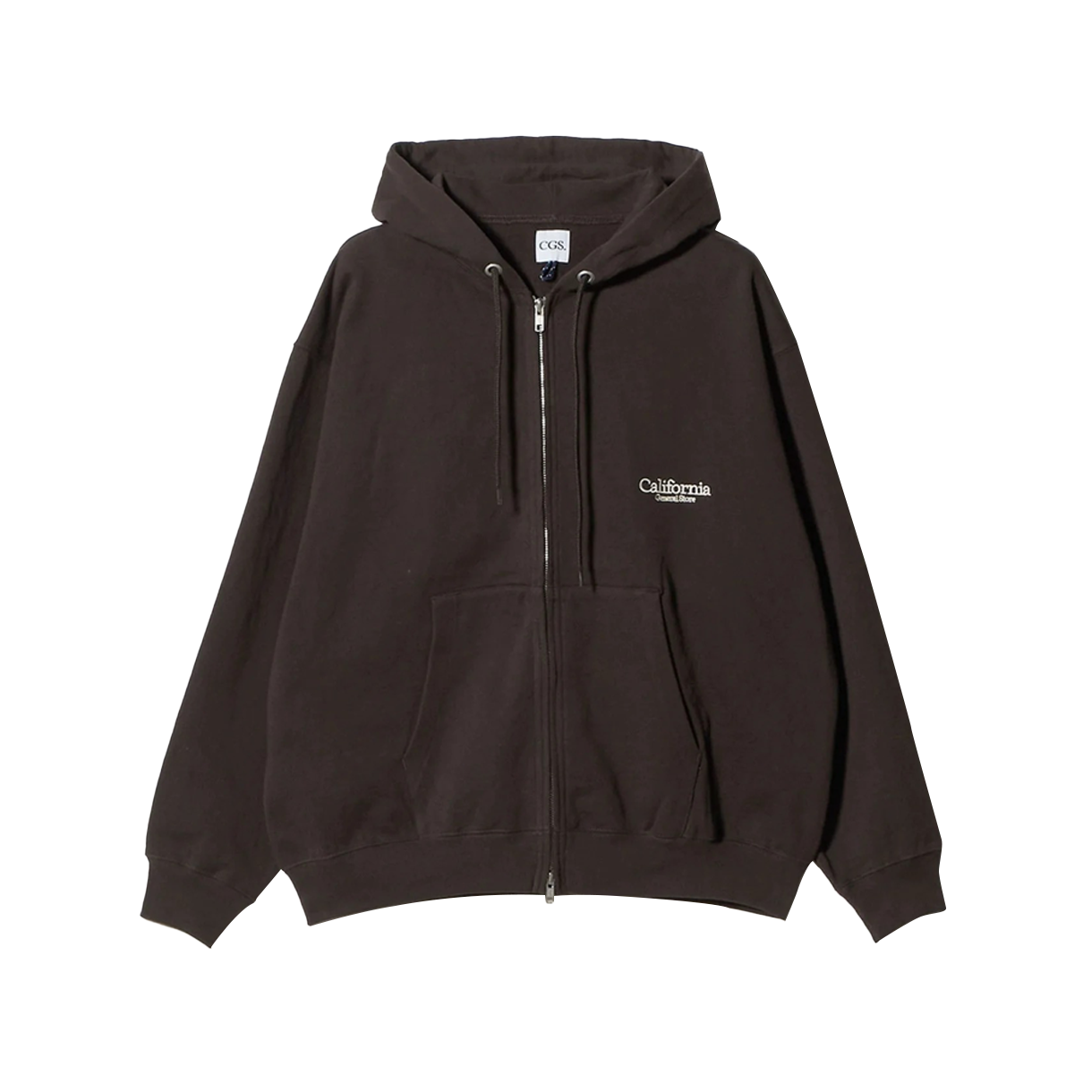 KM5DTSHCG24DB California General Store Organic Sweat Zip Hoodie Dark Brown - 25FW