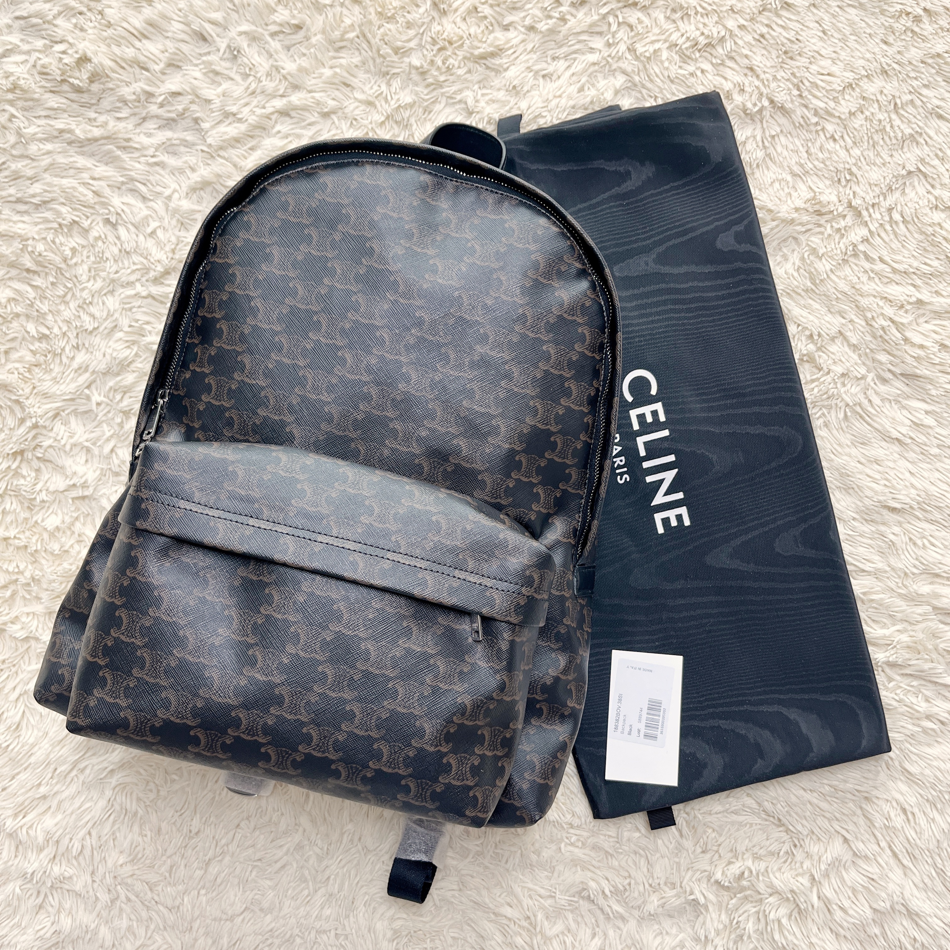 Celine Medium Backpack in Triomphe Canvas Calfskin Black 착용 스타일