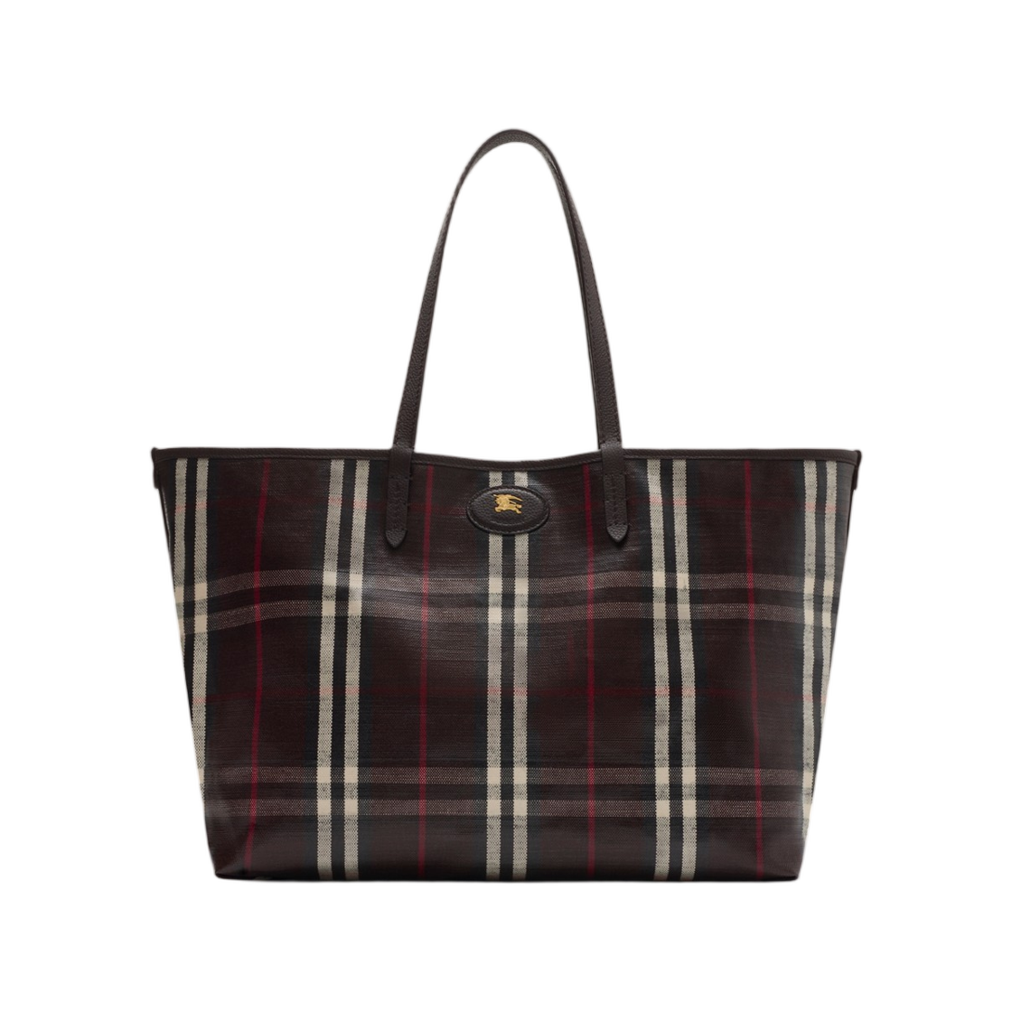 (W) 버버리 미디움 하이랜드 토트 마호가니 레드((W) Burberry Medium Highlands Tote Mahogany Red) - 1
