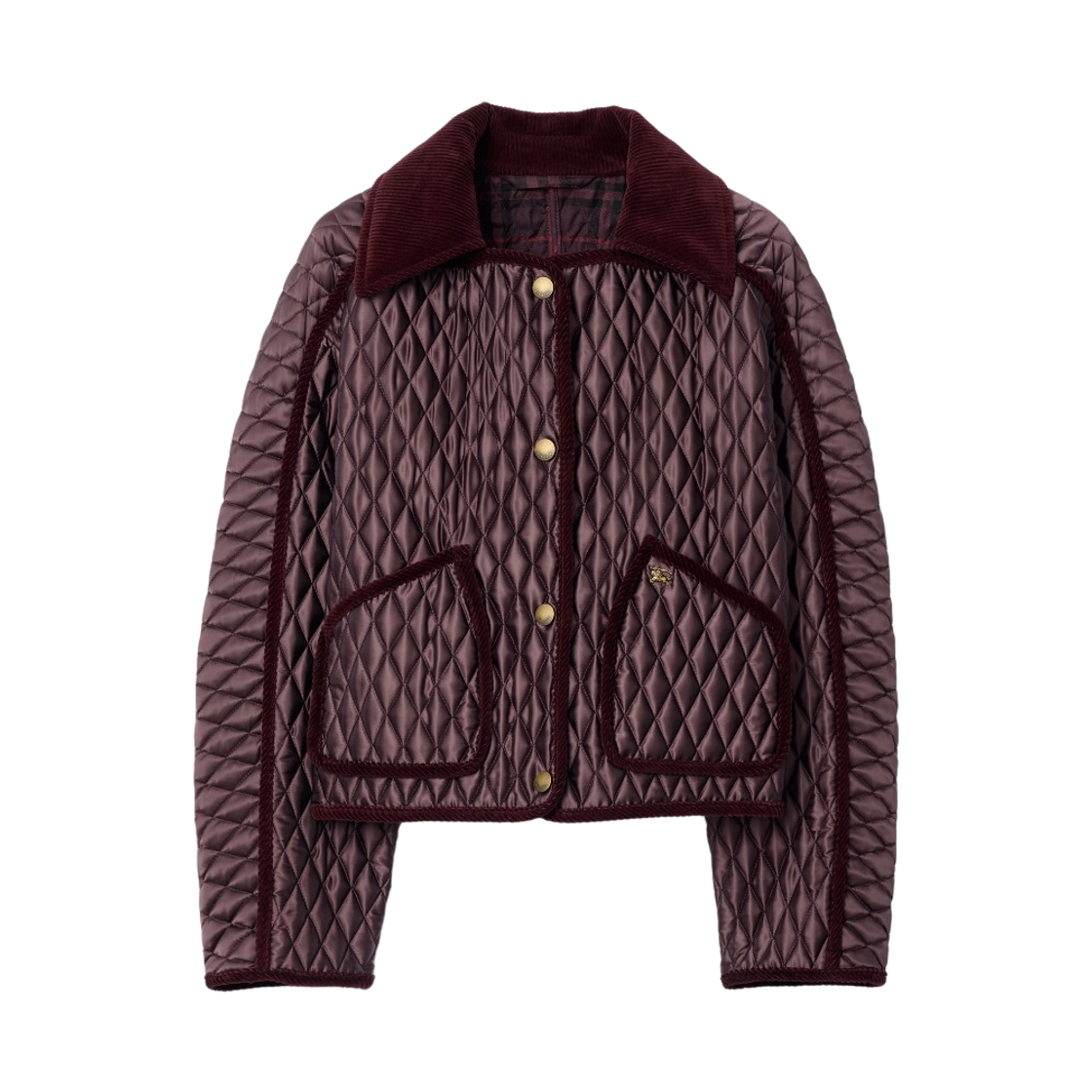 (W) 버버리 크롭 퀼팅 나일론 플로리스톤 자켓 마호가니 브라운((W) Burberry Cropped Quilted Nylon Floriston Jacket Mahogany Brown) - 1