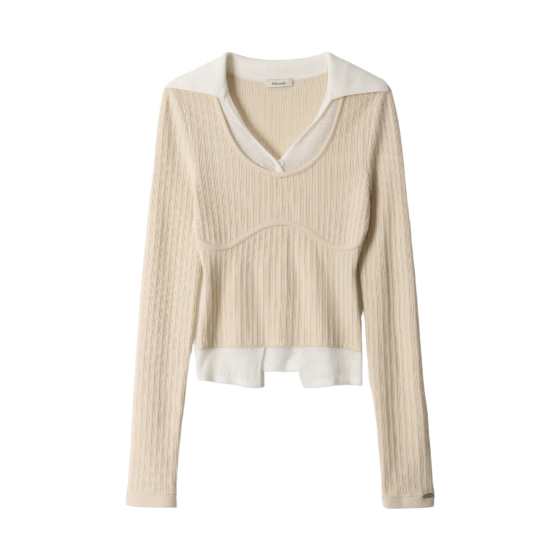 - (W) Aviemuah Wave Layered Collar Knit Cream
