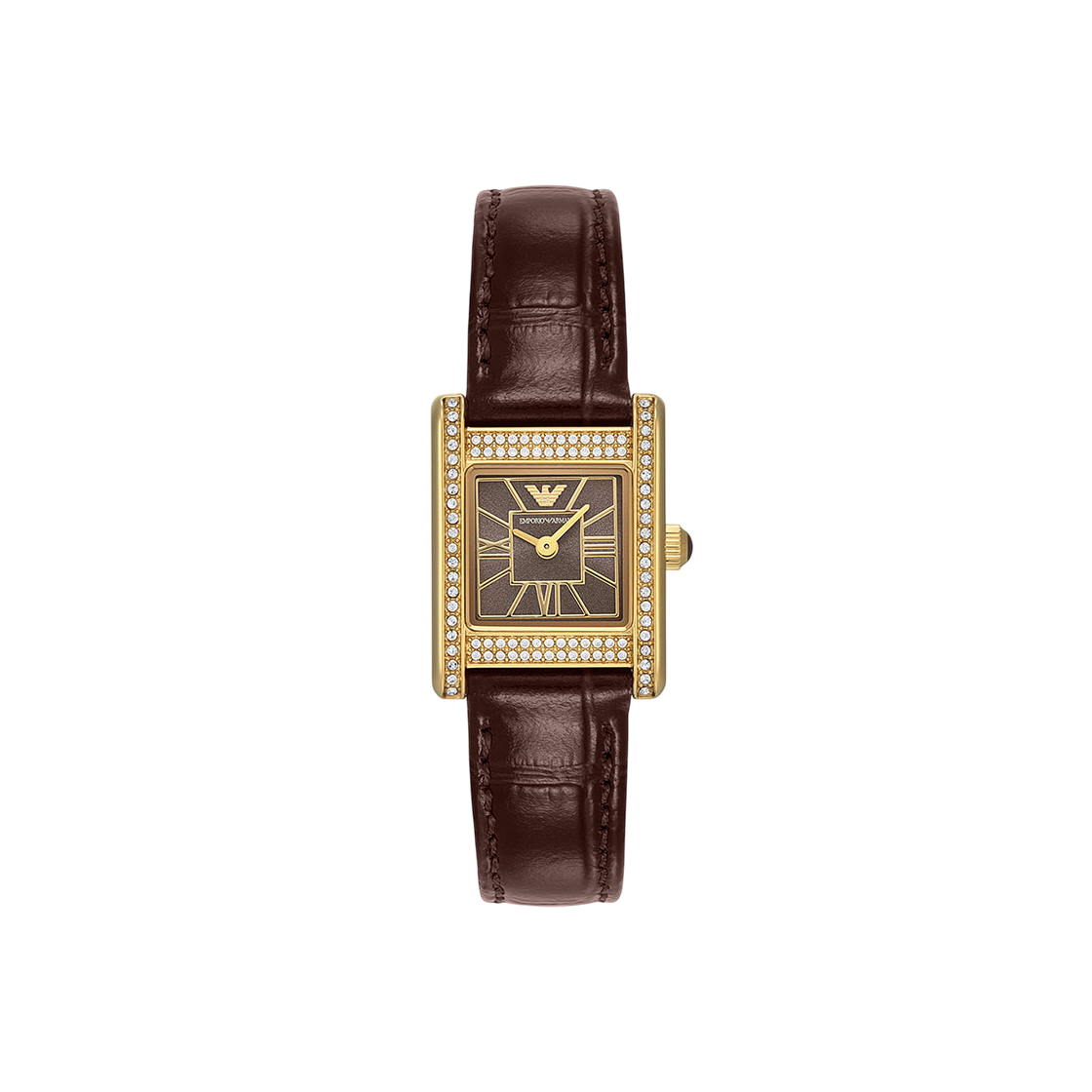 AR11705 (W) Emporio Armani Genni 26mm Square Leather Watch Brown Brown