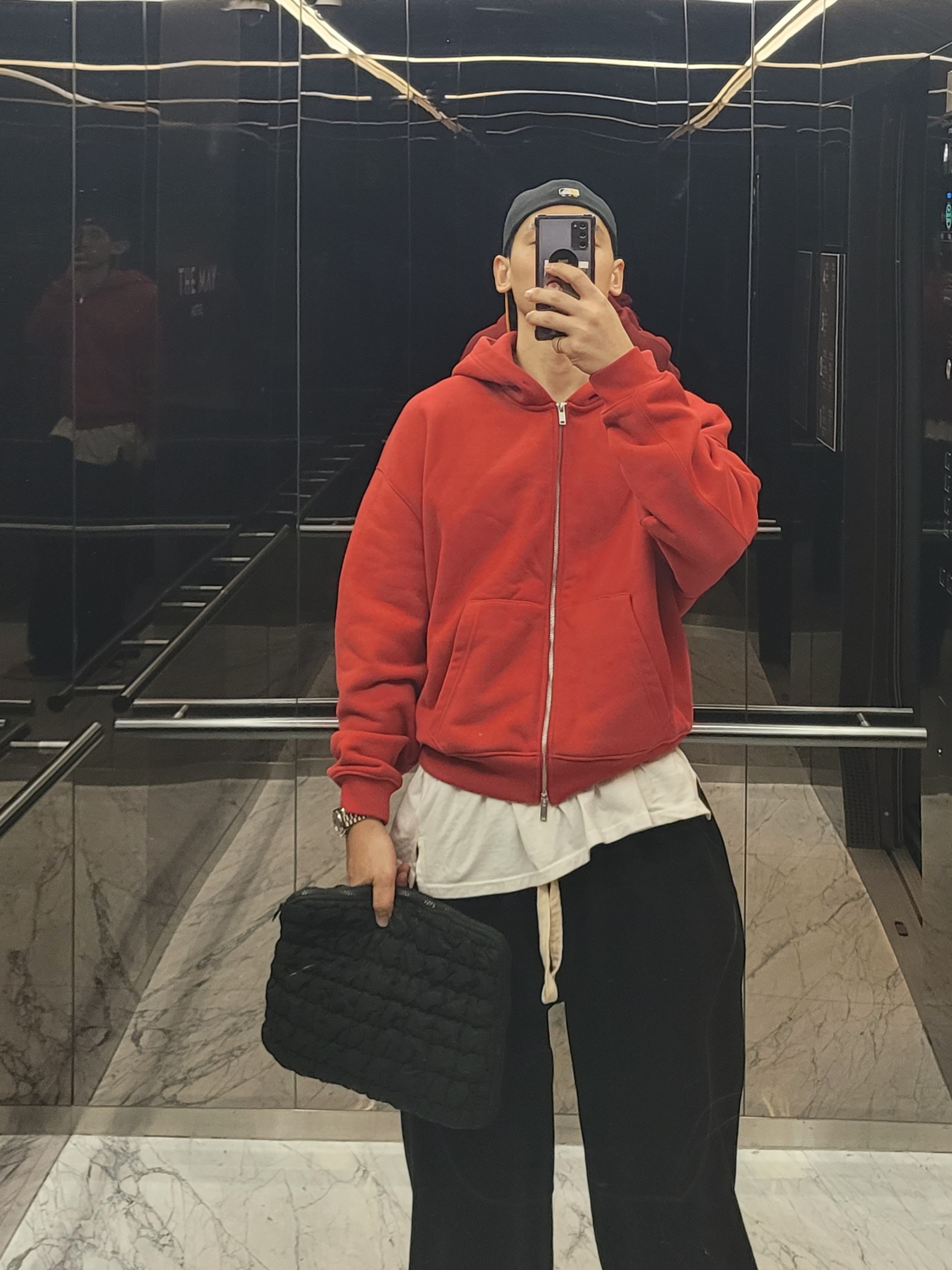Undermycar Mu.112 Original Logo Curve Line Stitch Bonded Sweat Pants Black, Cos Quilted  Laptop Case Black 착용 스타일