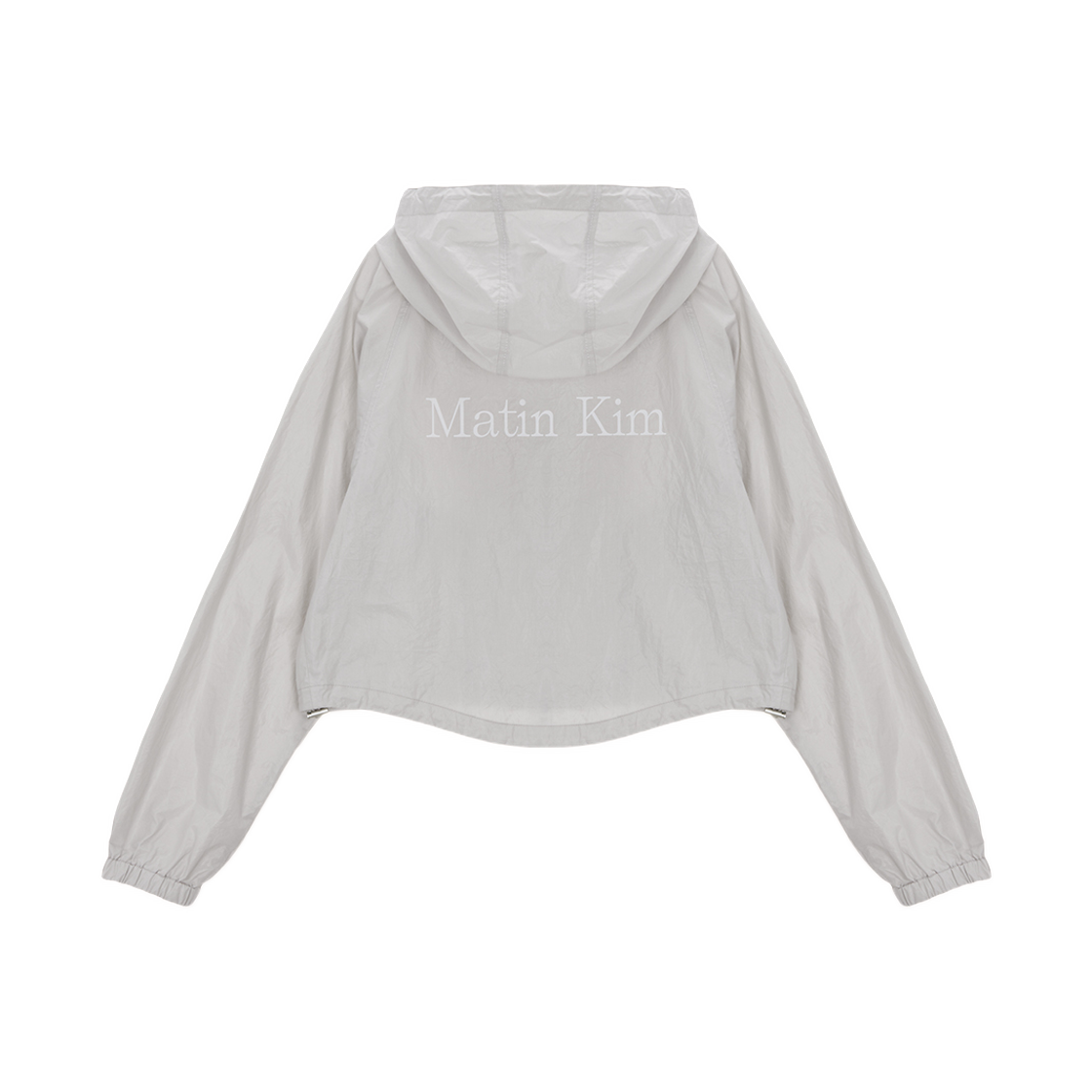 (W) 마뗑킴 마뗑 크롭 후디 코팅 점퍼 그레이((W) Matin Kim Matin Crop Hoody Coating Jumper Grey) - 1