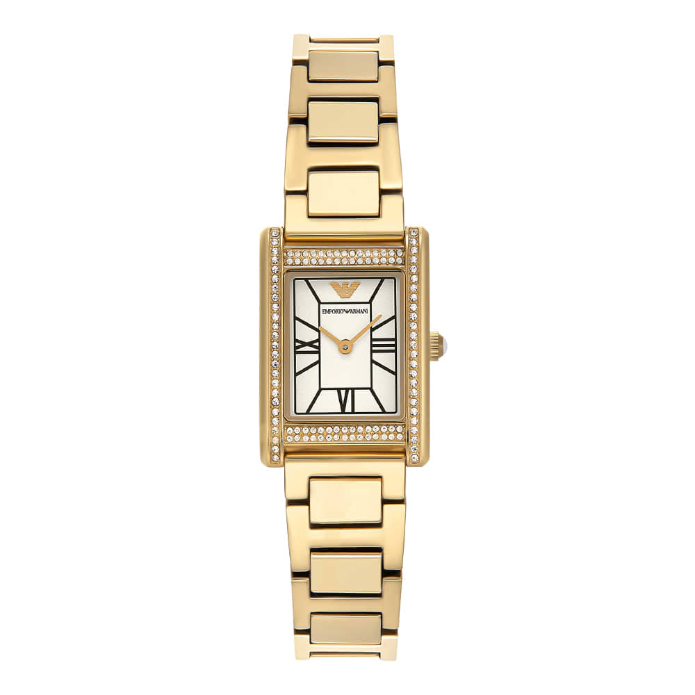 (W) 엠포리오 아르마니 제니 22mm 스퀘어 메탈 시계 화이트 골드((W) Emporio Armani Genni 22mm Square Metal Watch White Gold) - 2