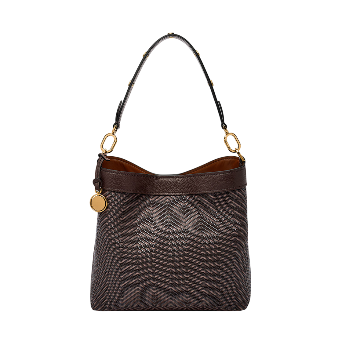 파슬 제시 우븐 버킷 숄더백 초콜릿 우븐(Fossil Jessie Woven Bucket Shoulder Bag Chocolate Woven)