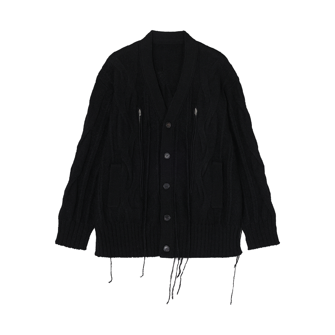송지오 컬렉션 헤비 부클 슬릿 가디건 블랙
