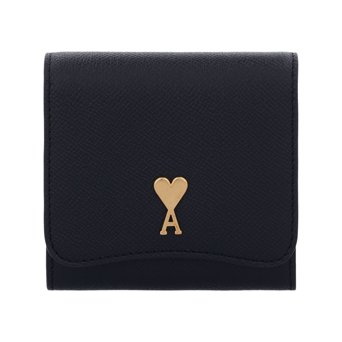 USL203-AL0036-0015 AMI de Coeur Compact Wallet Black Vibrated Brass