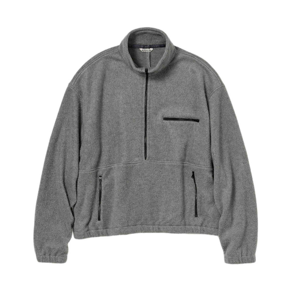 오라리 퓨어 실크 컴포트 플리스 하프 집 P/O 탑 그레이 - 25AW(Auralee Pure Silk Comfort Fleece Half Zip P/O Top Gray - 25AW)