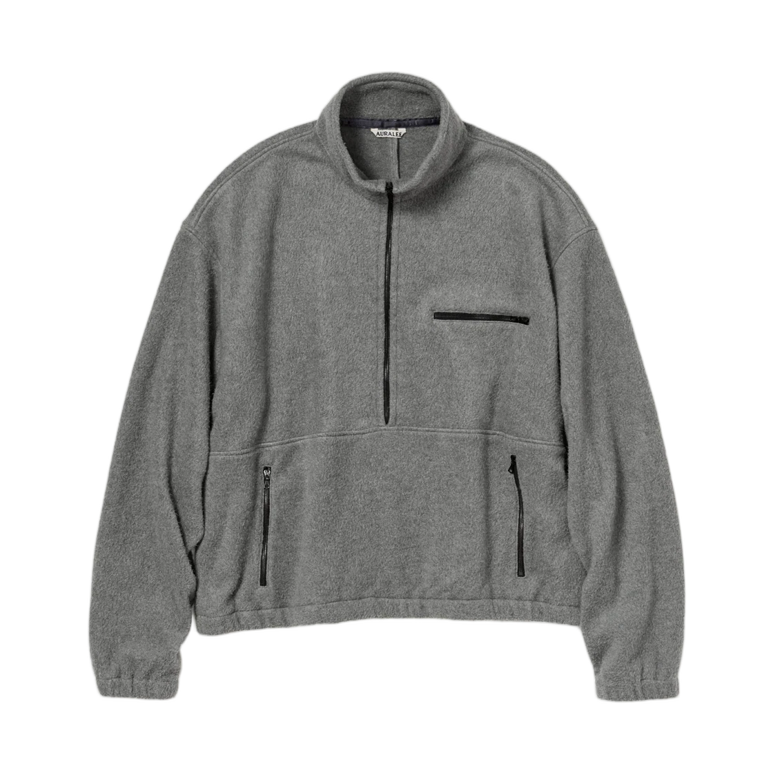 Auralee Auralee Pure Silk Comfort Fleece Half Zip P/O Top Gray - 25AW · 3