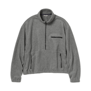Auralee Pure Silk Comfort Fleece Half Zip P/O Top Gray - 25AW