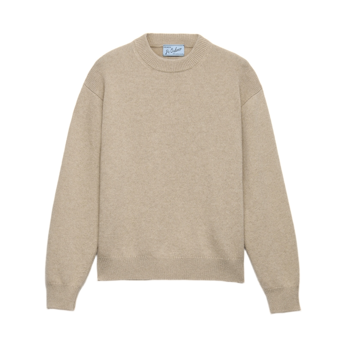 UMB674-16ZJ-F0AP2 Prada Re-Cashmere Crew-Neck Sweater Hemp