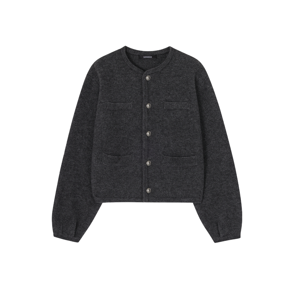 SH5KT714DG SONGZIO COLLECTION Round Neck Knit Jacket Dark Grey