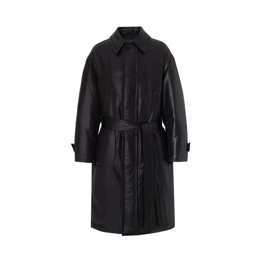 SH6CT610BK SONGZIO HOMME Padded Balmacaan Cocoon Coat Black