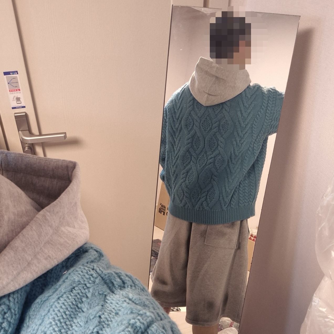 Supreme Cable Hooded Sweater Teal - 25FW 착용 스타일 - 4