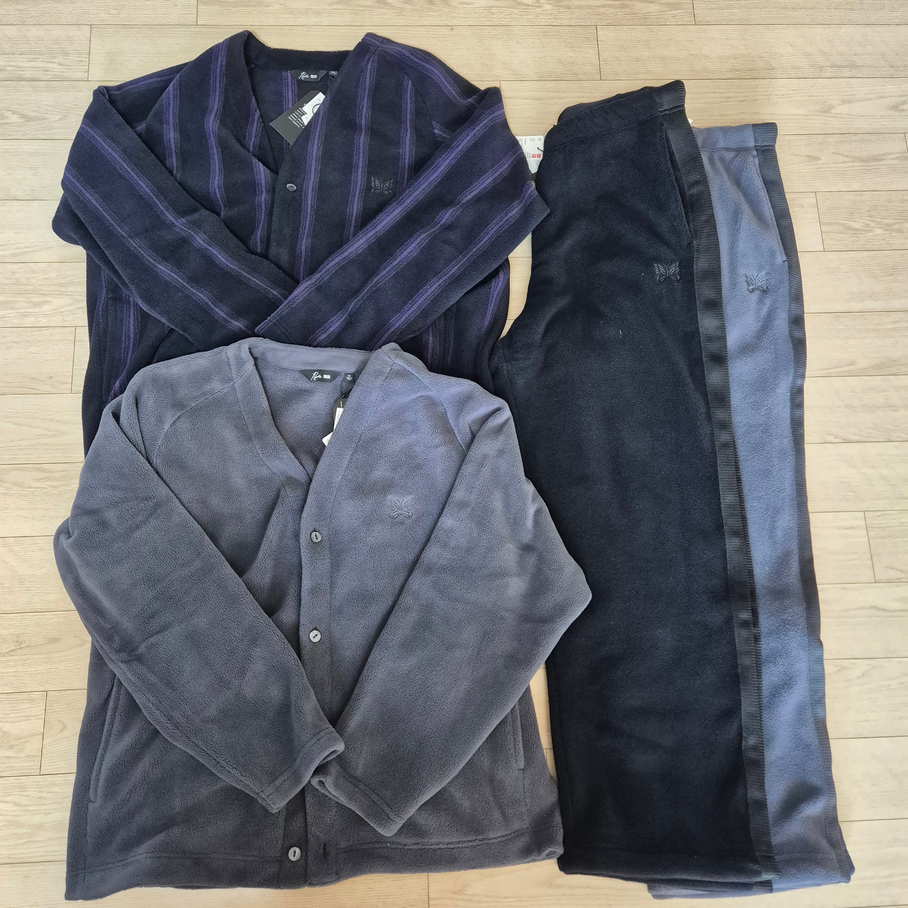 Uniqlo x Needles Fleece Oversized Cardigan Black - KR, Uniqlo x Needles Fleece Wide Pants Black - KR 착용 스타일