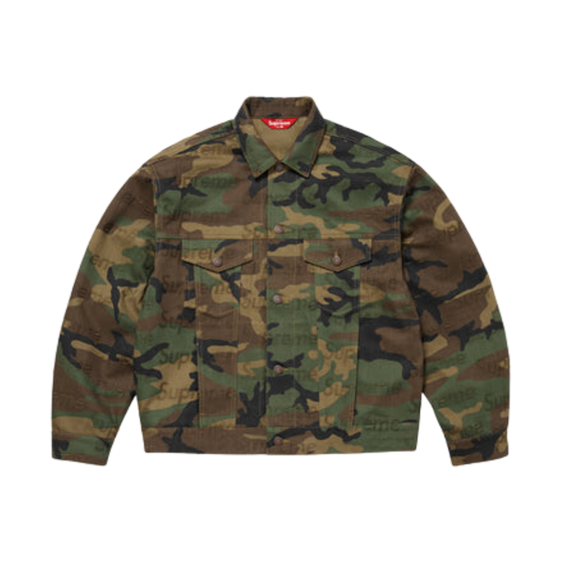 슈프림 자카드 로고 데님 트러커 자켓 우드랜드 카모 - 25FW(Supreme Jacquard Logos Denim Trucker Jacket Woodland Camo - 25FW)