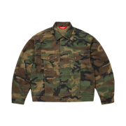 Supreme Jacquard Logos Denim Trucker Jacket Woodland Camo - 25FW