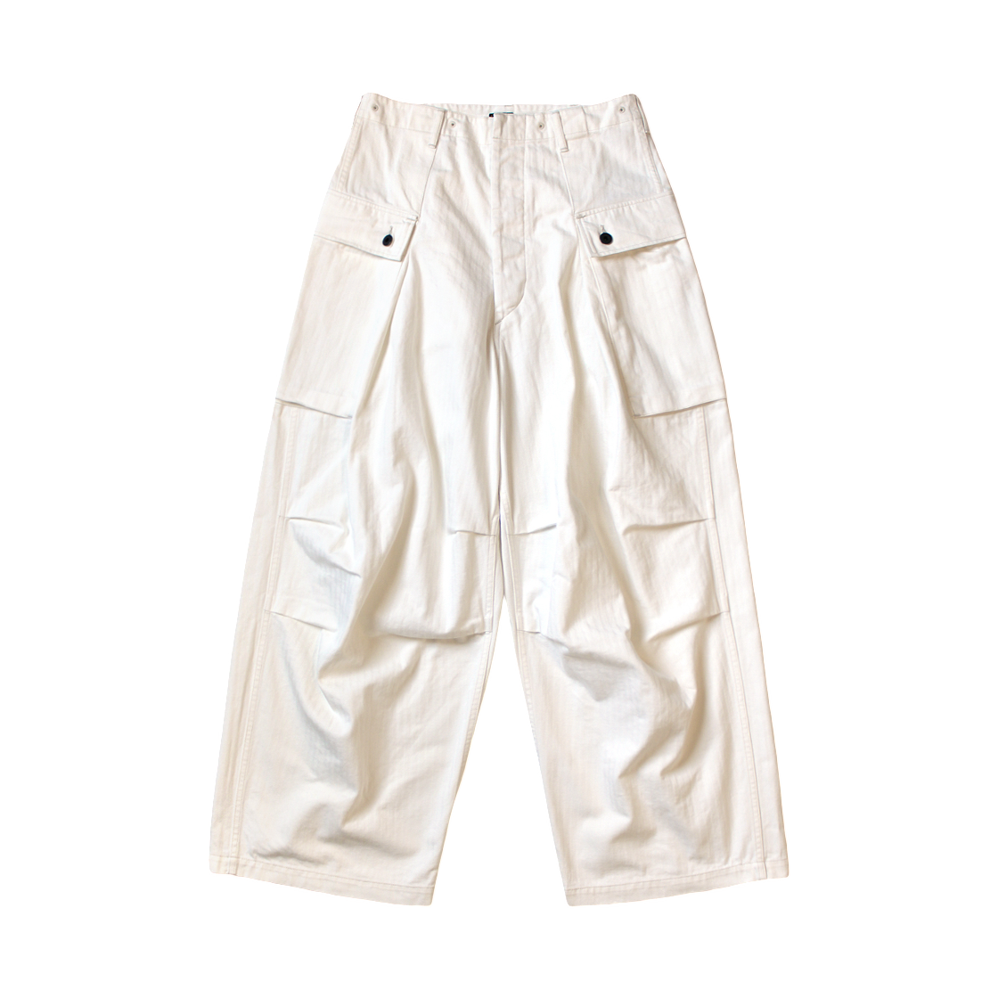캐피탈 헤링본 점보 몽키 팬츠 화이트(Kapital Herringbone Jumbo Monkey Pants White) - 1