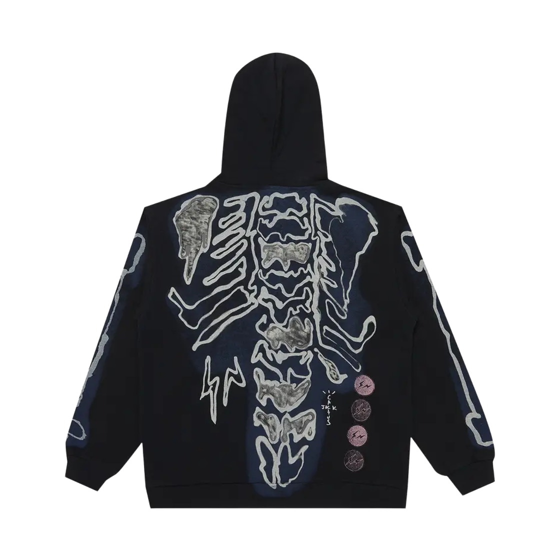 트래비스 스캇 캑터스 잭 x 프라그먼트 스켈레톤 그래피티 풀 집 후드 블랙(Travis Scott Cactus Jack x Fragment Skeleton Graffiti Full Zip Hoodie Black) - 2