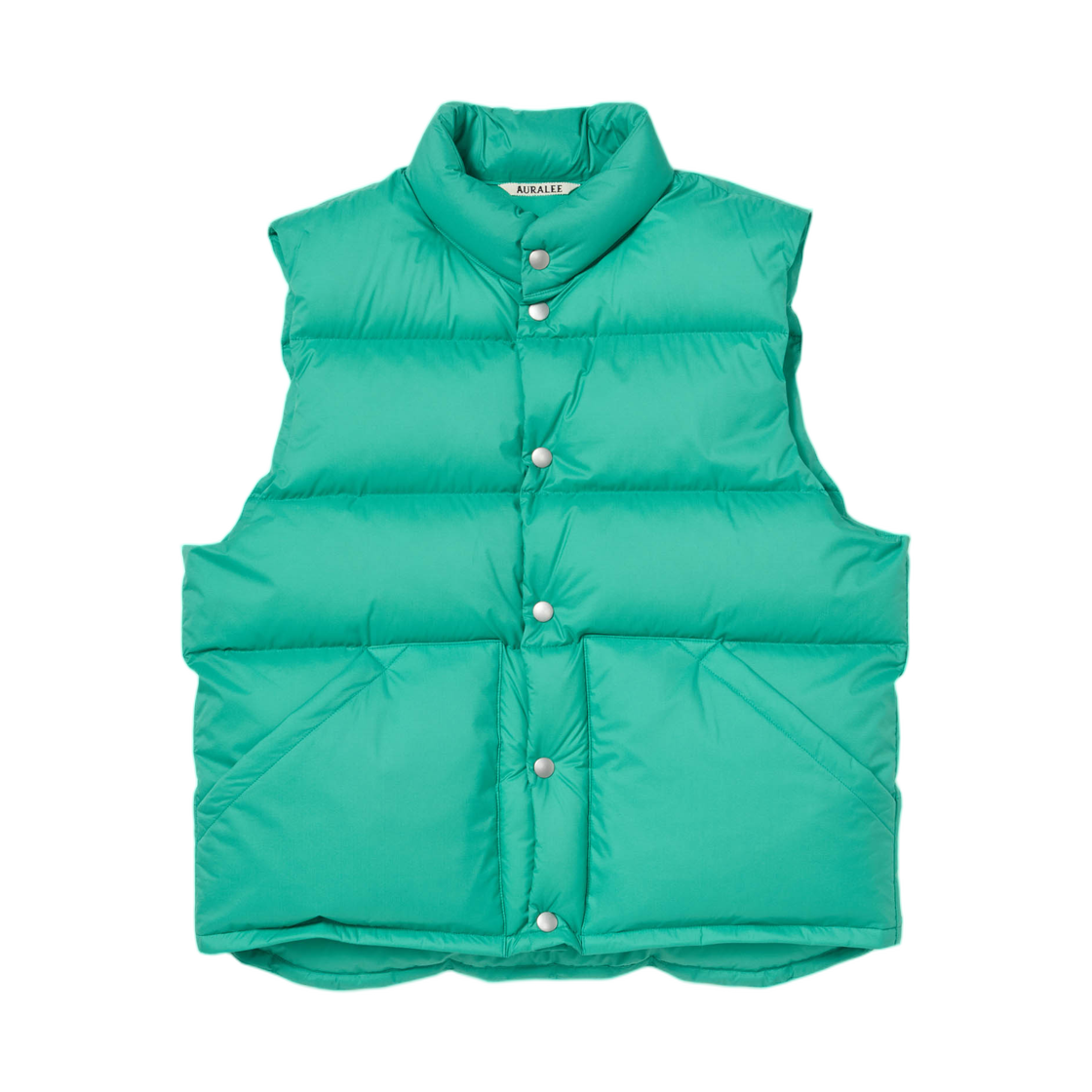 오라리 슈퍼 라이트 나일론 립스탑 다운 베스트 제이드 그린 - 25AW(Auralee Super Light Nylon Ripstop Down Vest Jade Green - 25AW)