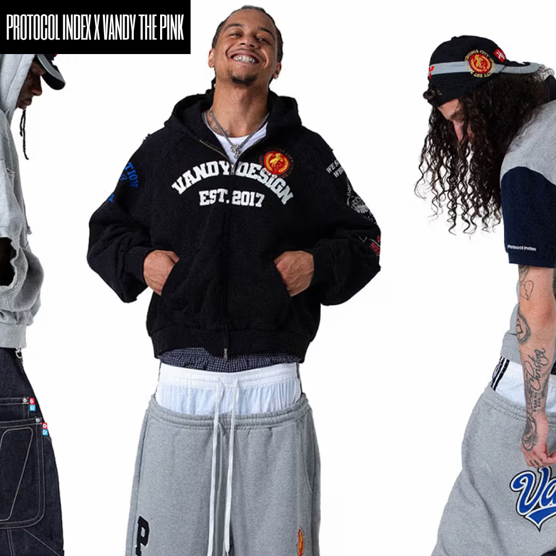 Protocol Index Buttivore Zip Hoodie White Melange, Protocol Index 3 Layered Track Pants Black 착용 스타일 - 2