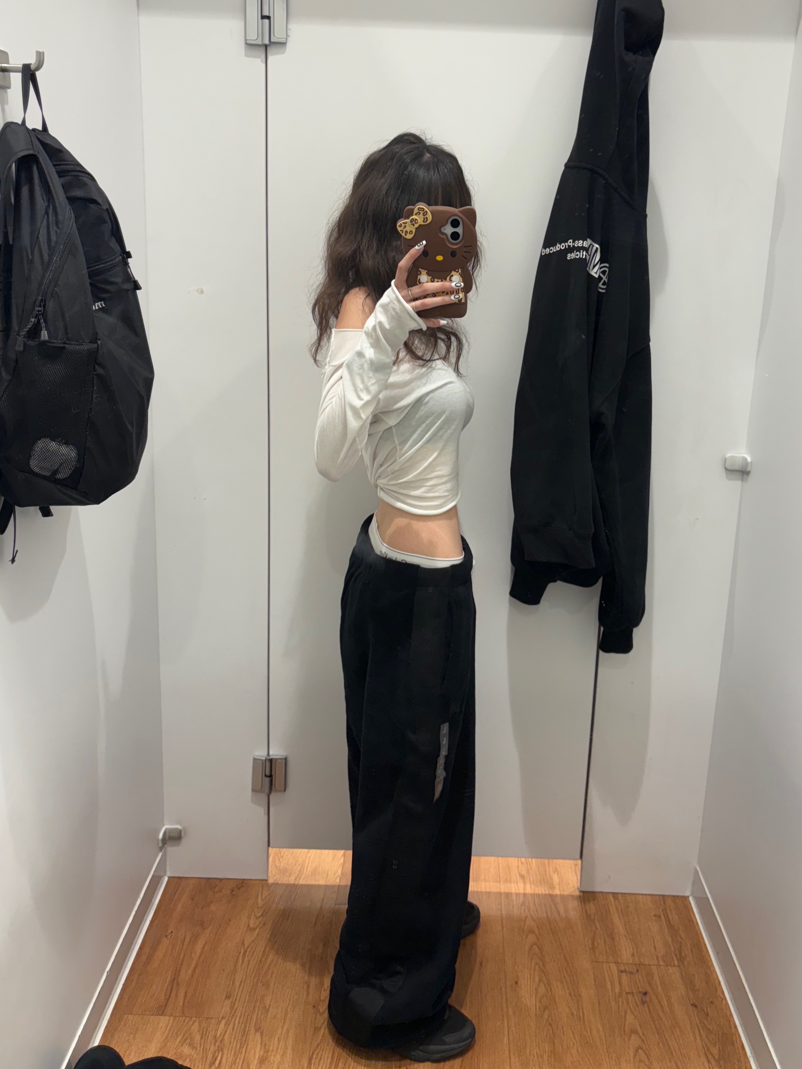 Uniqlo x Needles Fleece Wide Pants Black - KR 착용 스타일