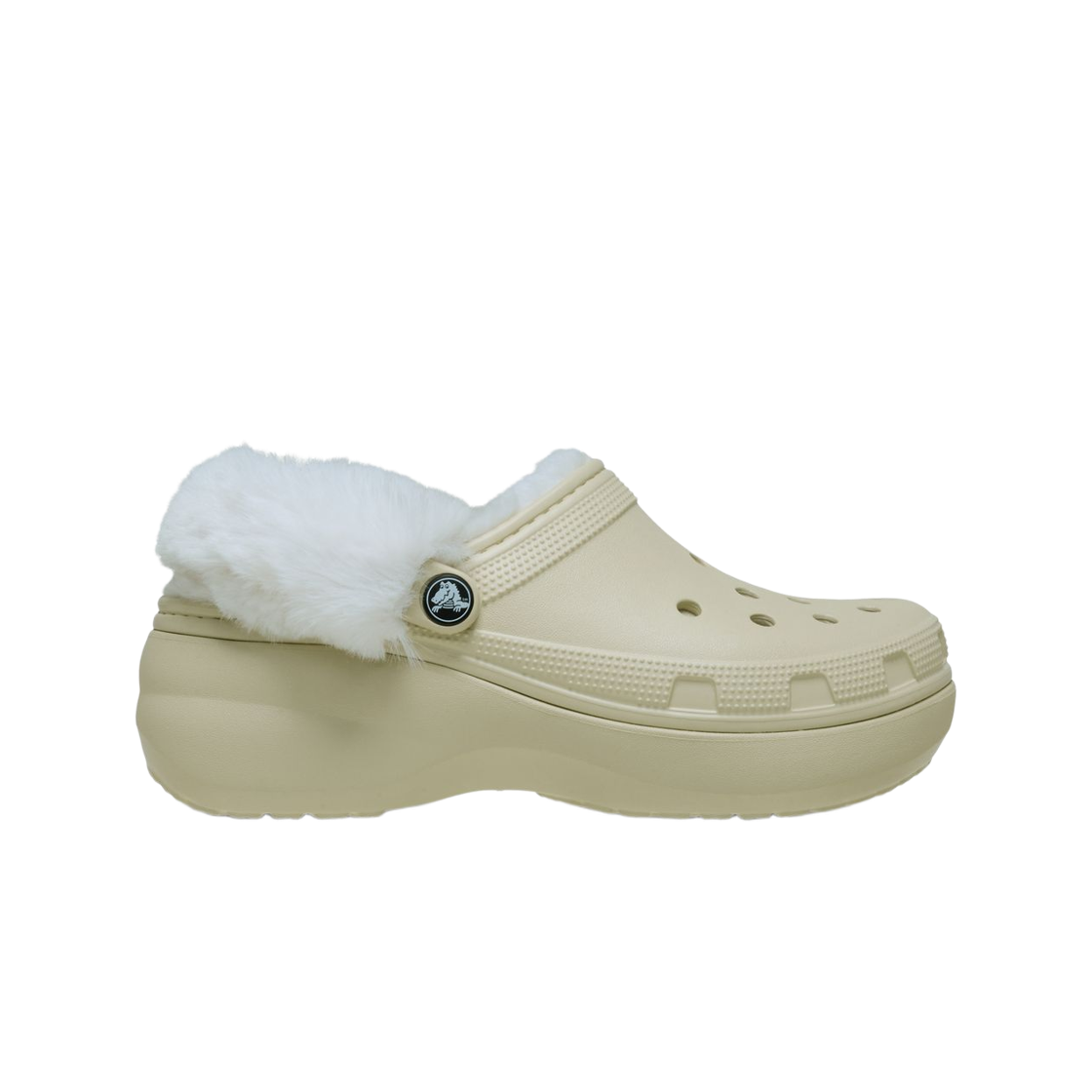 (W) 크록스 클래식 플랫폼 퍼지 라인드 클로그 본((W) Crocs Classic Platform Fuzz Lined Clog Bone)