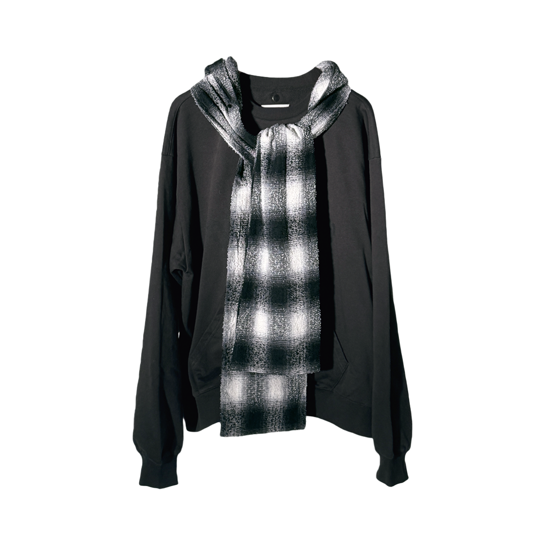 코드 디스커버드 키트 후드 머플러 부클 체크 블랙(Cord Discovered Kit Hood Muffle Boucle Check Black) - 5