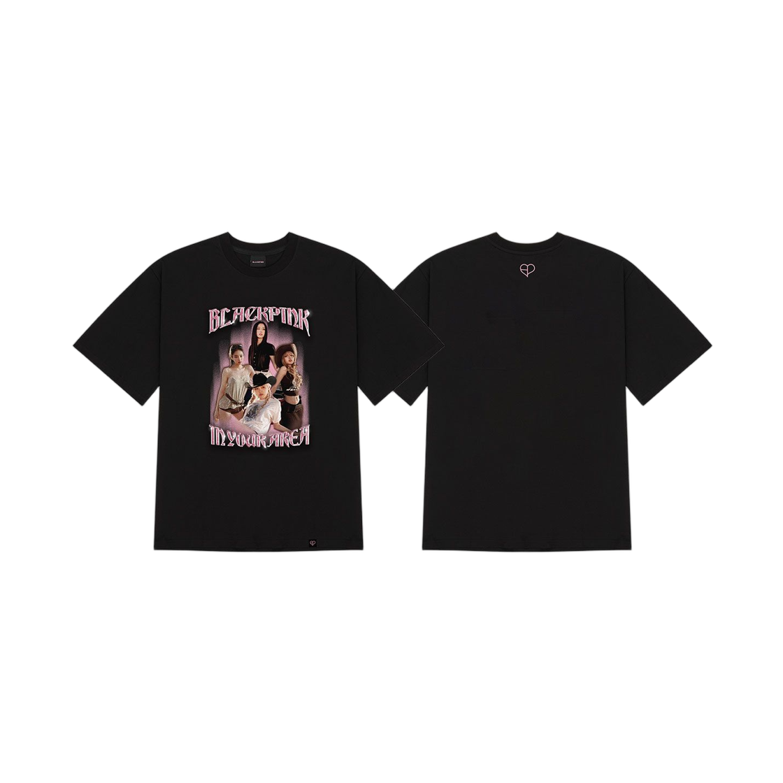 블랙핑크 뛰어 포토 티셔츠 타입1 Type2 블랙(Blackpink Jump Photo T-Shirt Type1 Type2 Black)