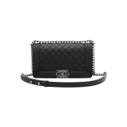 Chanel Boy Bag Medium Caviar Silver Hardware 27 Series
