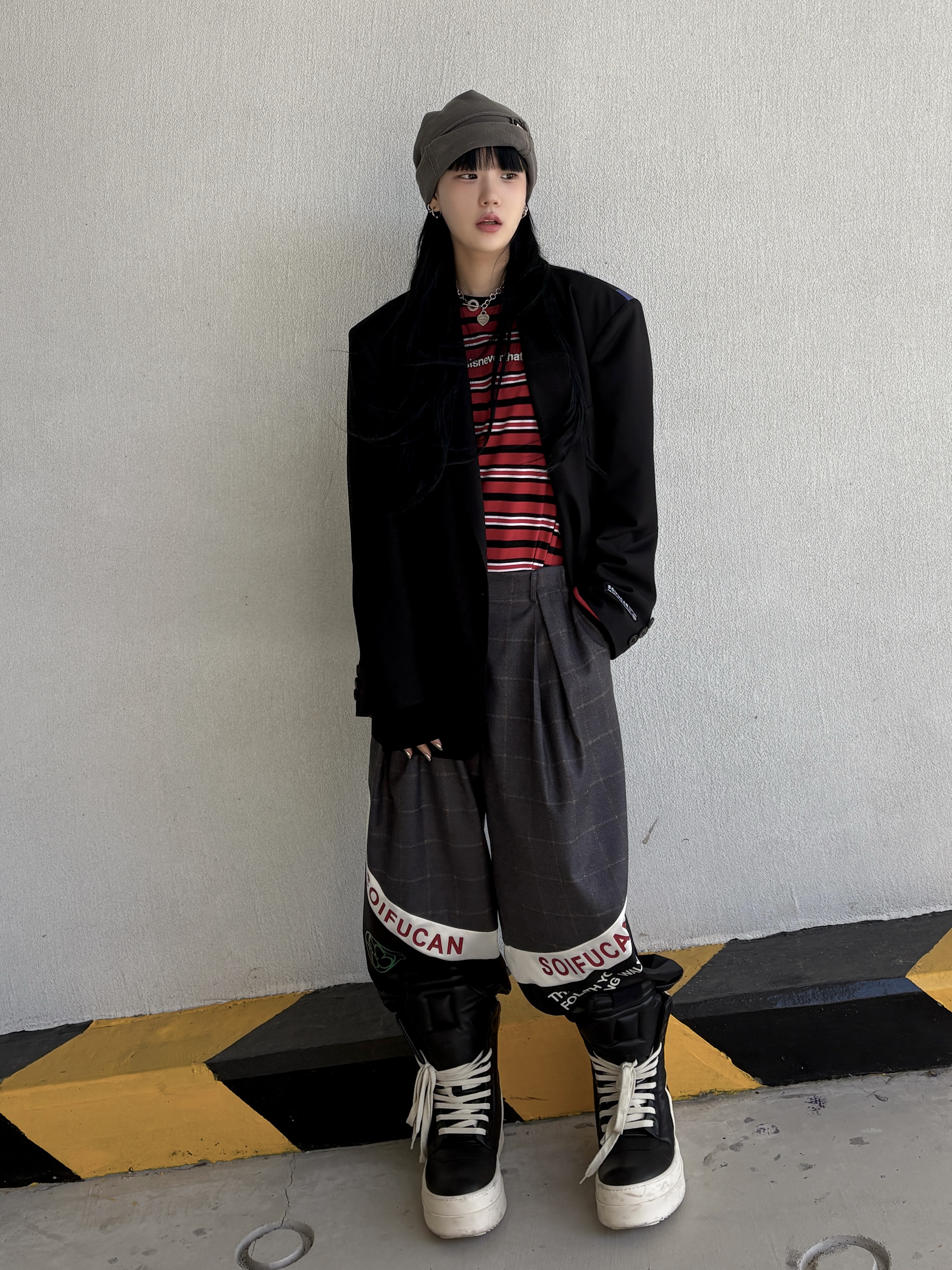Rick Owens Mega Bumper Geobasket Black Milk 착용 스타일 - 2