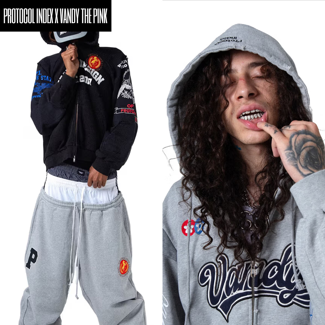 Protocol Index Buttivore Zip Hoodie White Melange, Protocol Index 3 Layered Track Pants Black 착용 스타일 - 3