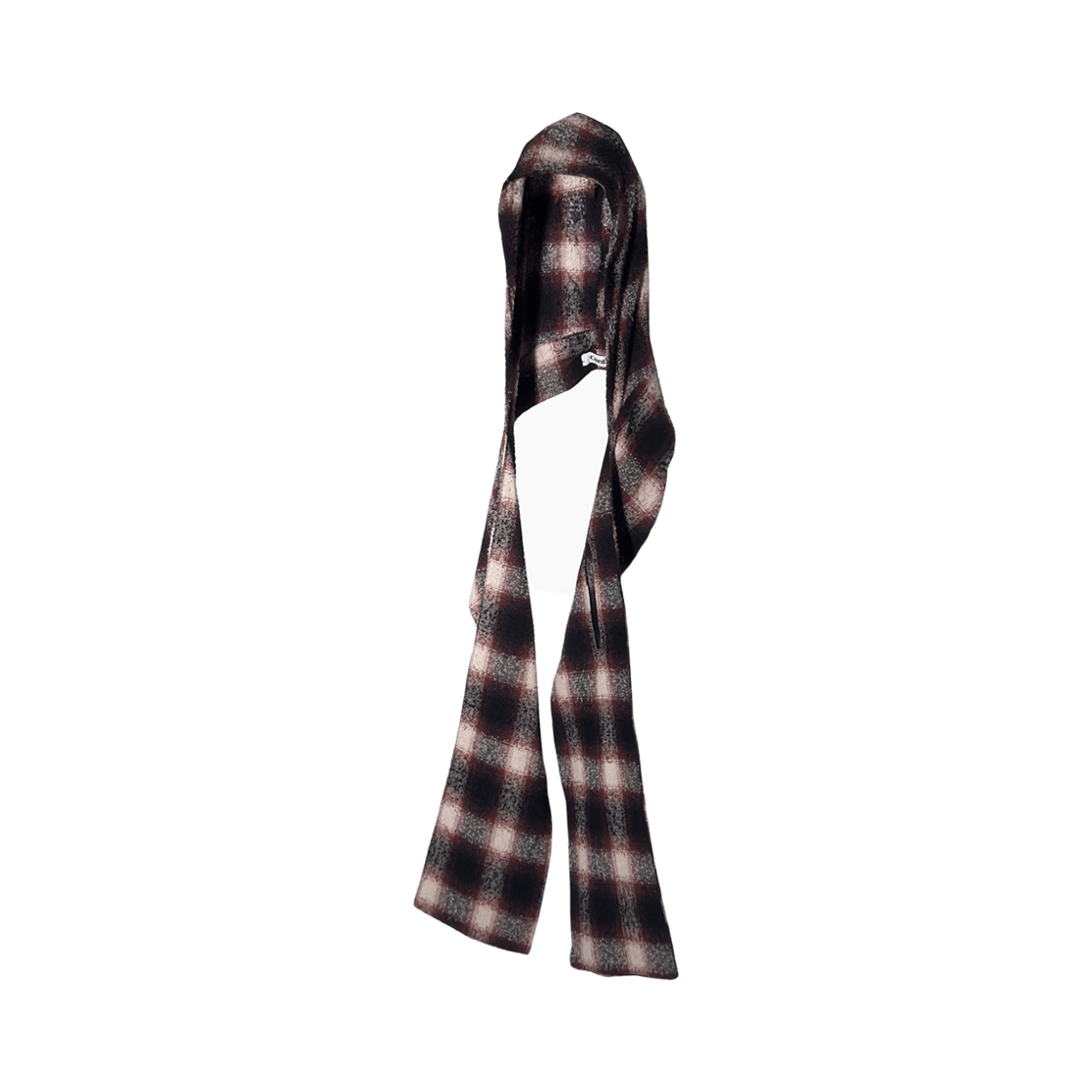 코드 디스커버드 키트 후드 머플러 부클 체크 브라운(Cord Discovered Kit Hood Muffle Boucle Check Brown)