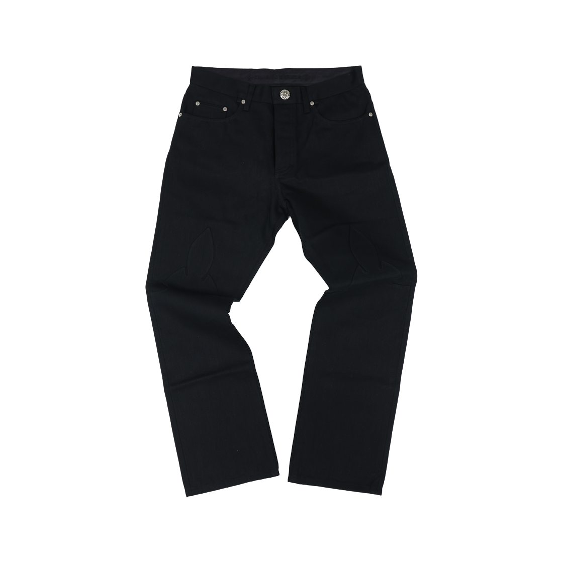 ITLA2G9NU8KG Chrome Hearts Flare Knee Denim Pants - Black