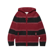 Thevinylhouse Stripe Knit Hoodie Zip Up Red