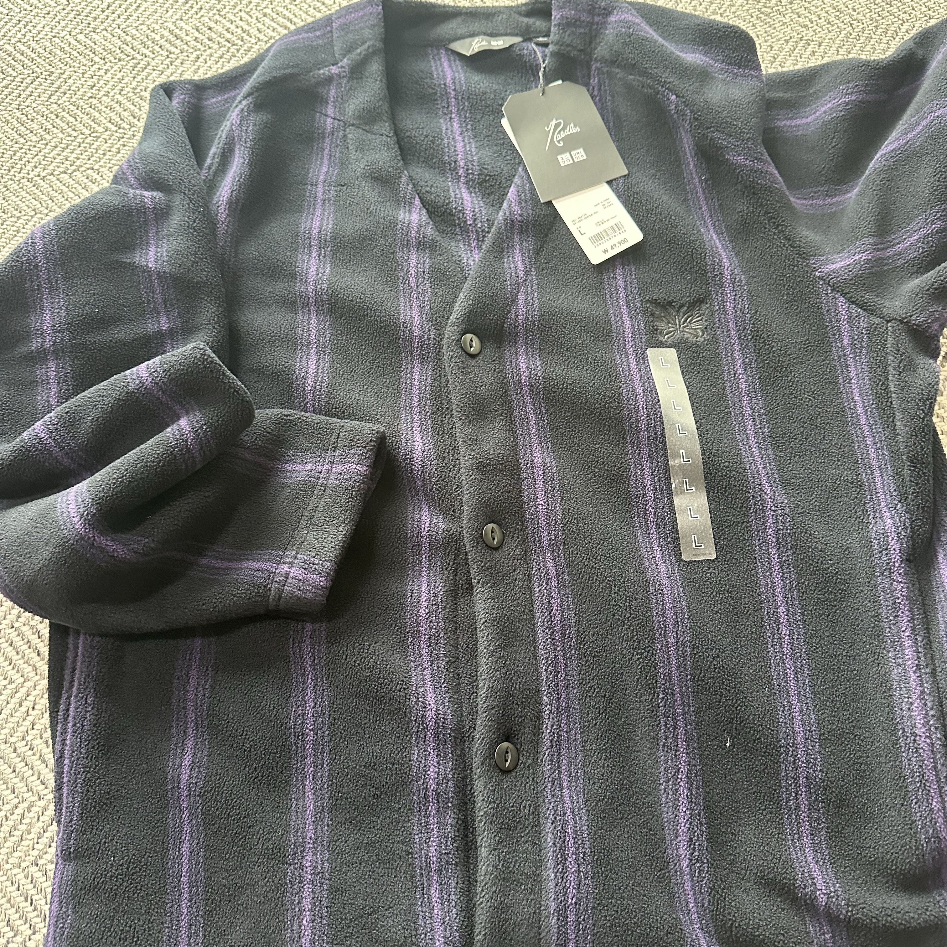 Uniqlo x Needles Fleece Oversized Cardigan Black - KR, Uniqlo x Needles Fleece Wide Pants Black - KR 착용 스타일 - 3